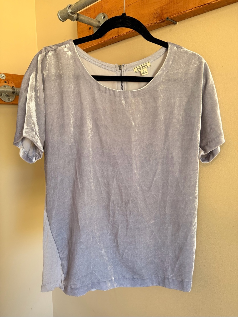 Lucky Brand Dusty Lavender Velvet Short Sleeve Tee